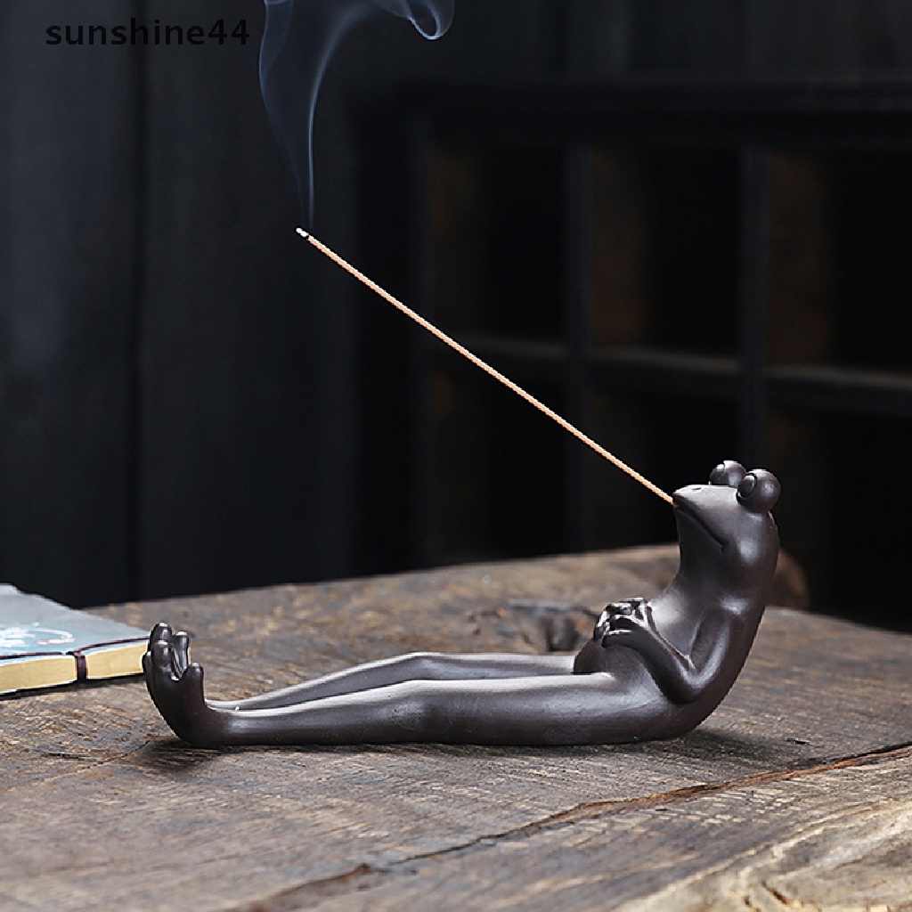 Sunshine Stand Holder Stik Dupa Handmade Bentuk Kodok Lucu Bahan Keramik