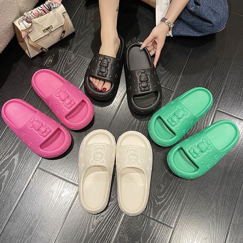 CUCI GUDANG SHOEGALLERY TG1637 Sandal Import Wanita Slip On Bear Besar Colourfull