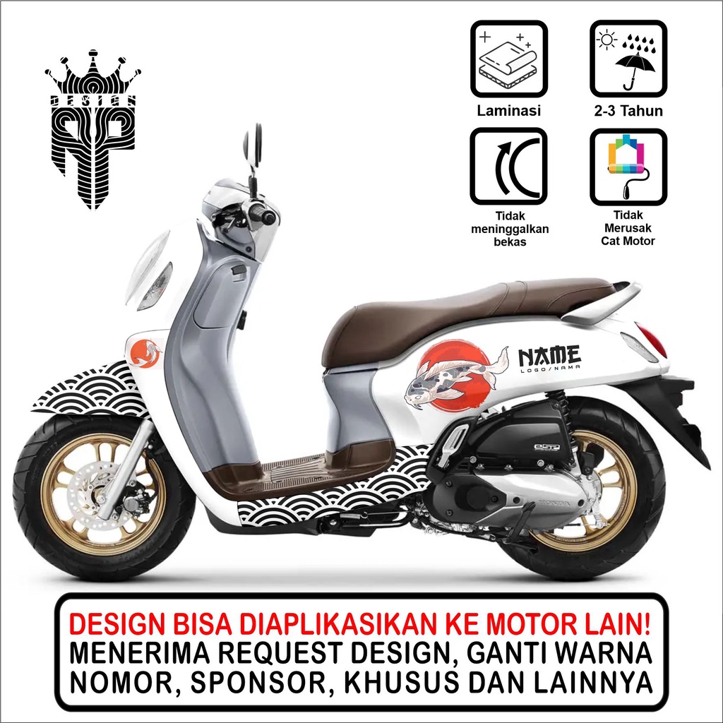 Sticker Decal Scoopy stiker custom nama free design desain Fi Full Body Grafis scoopy karbu 2010 201