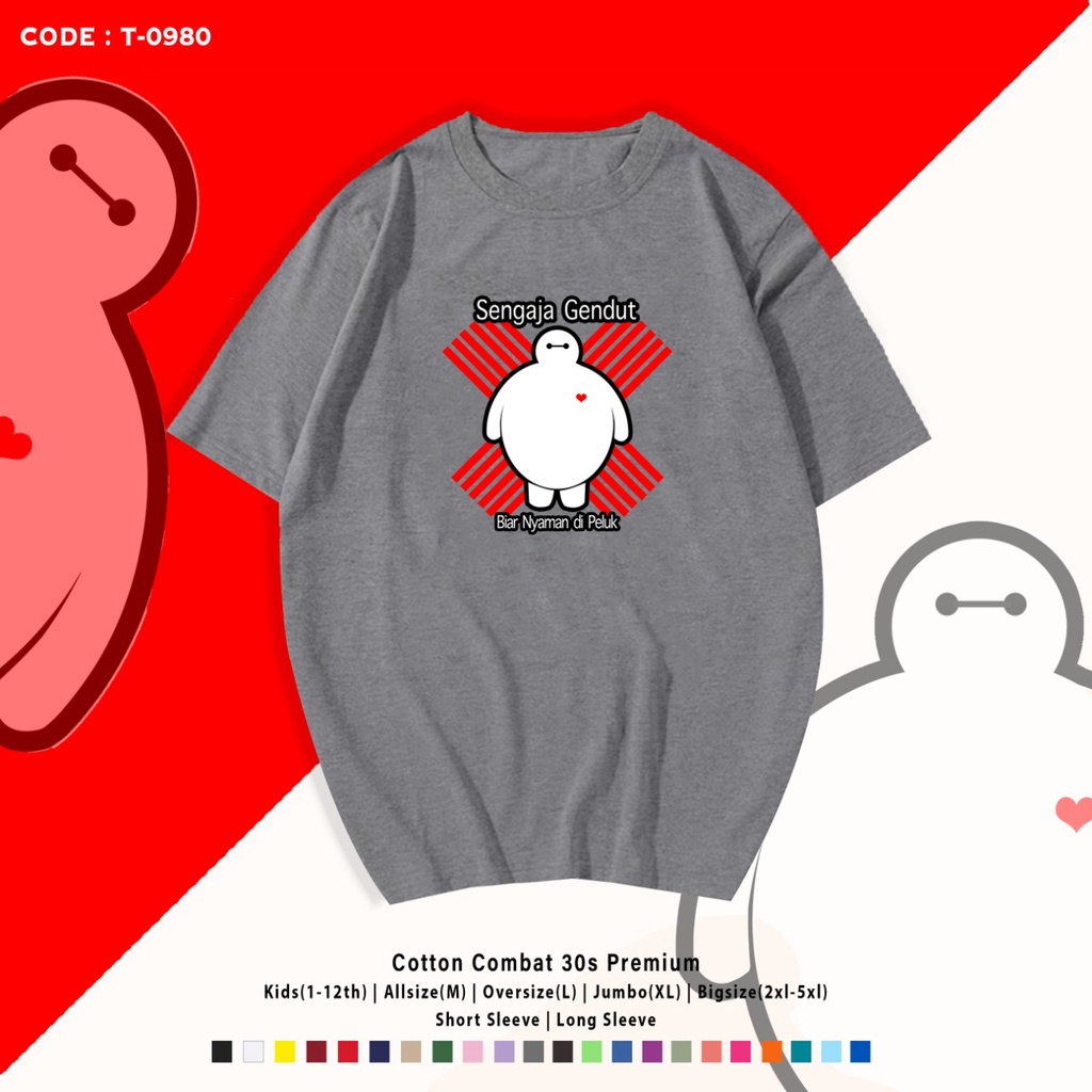 T-Shirt Baymax Ndut / Atasan Unisex Oversize / Kaos Dewasa dan Anak