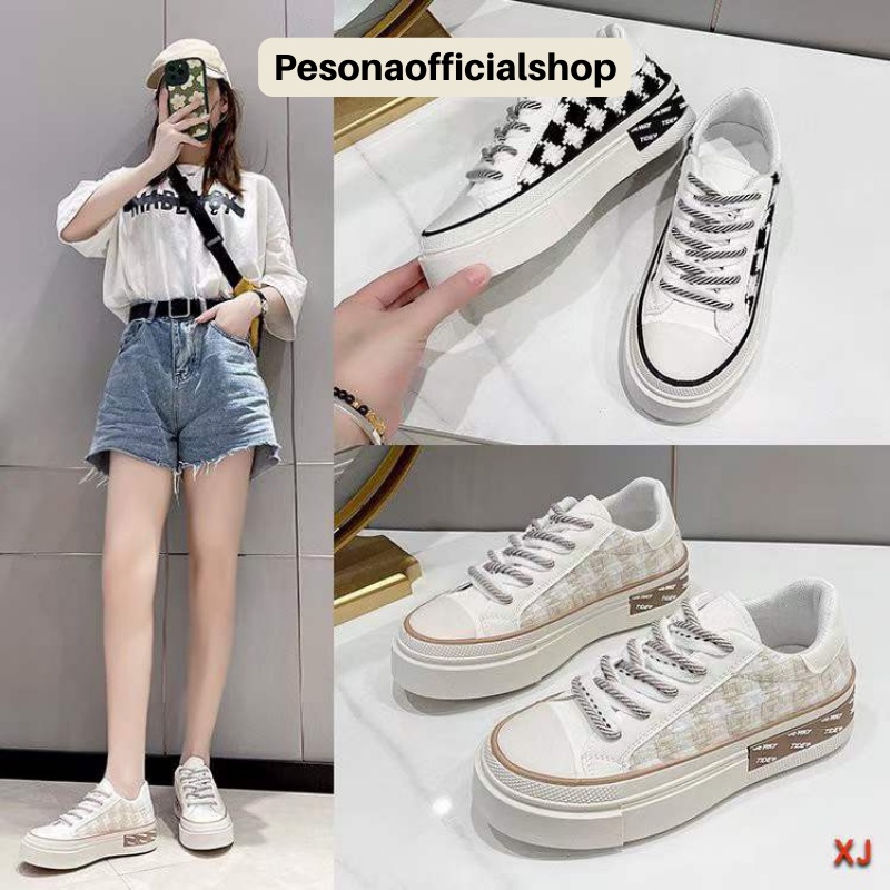 COD POS 172 Sepatu Sneakers Tali Casual Model Catur Wanita