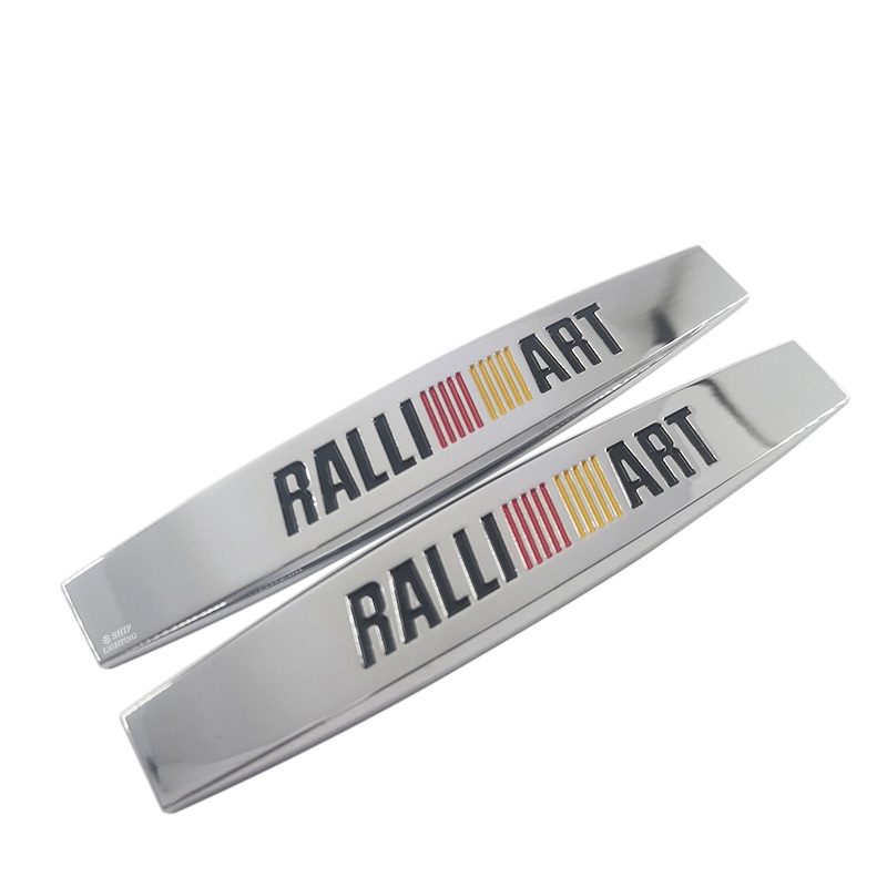 2x Metal RALLIART Mitsubishi Logo Mobil Auto Decorative Emblem Sticker Badge Decal Untuk Mitsubishi RALLIART