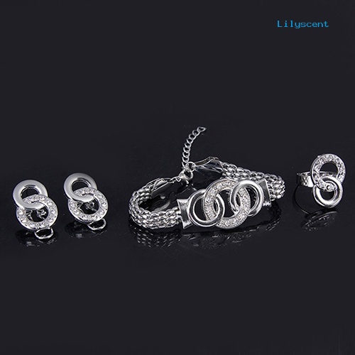 [LS] Kalung Gelang Anting Cincin Rantai Pendek Mewah Wanita Set Perhiasan Fashion