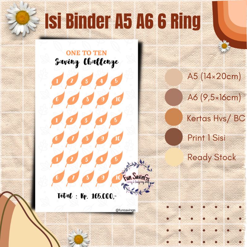 

[FUN] Isi Binder A5 A6 6 Ring | One to Ten Saving Challenge