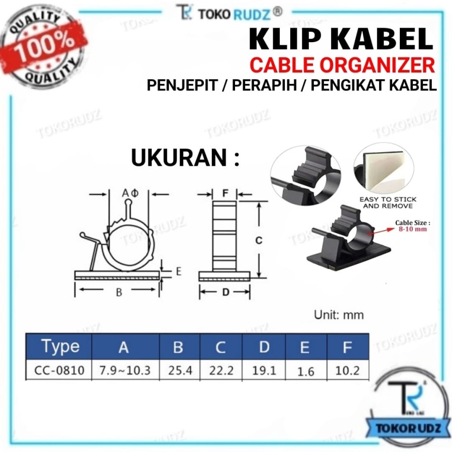 Kabel Klip Pengikat Perapih Penjepit Kabel Listrik Organizer USB 0810