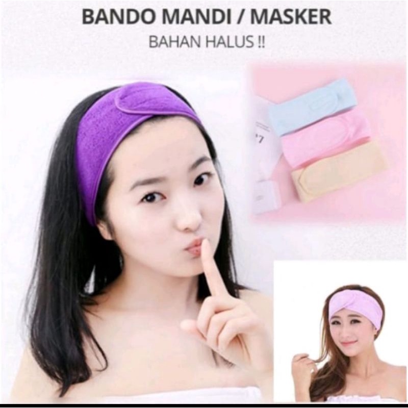 Bandana Masker Bandana Mandi Head Band Rambut Polos Handuk