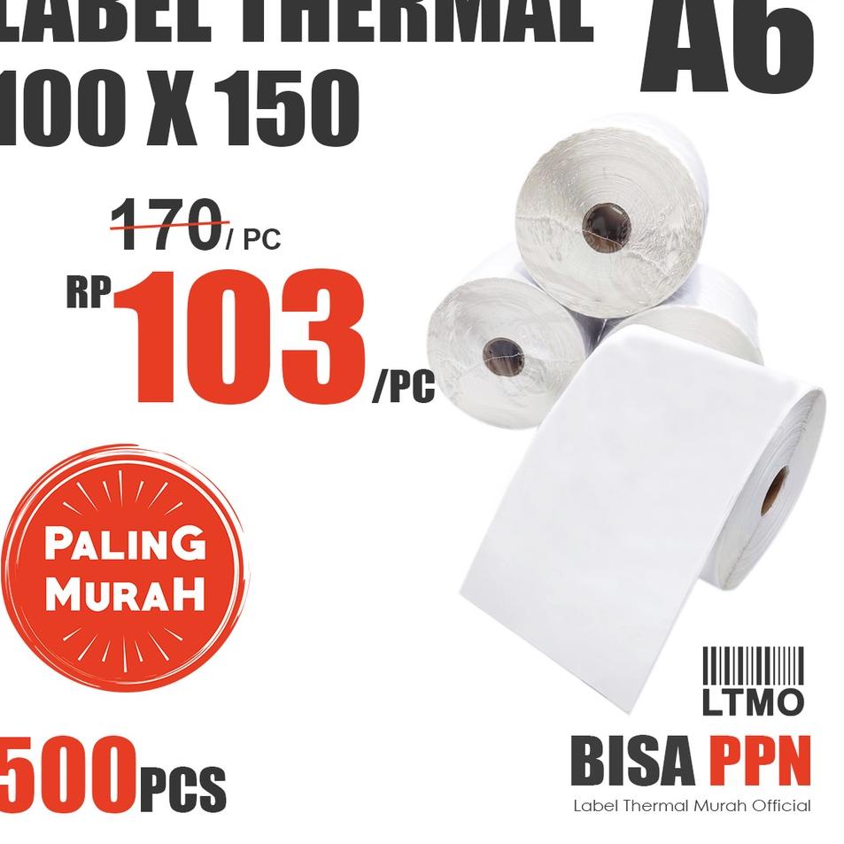 

Terbaik!! Label Bare 100 x 150 A6 kertas stiker thermal 500 pcs .,