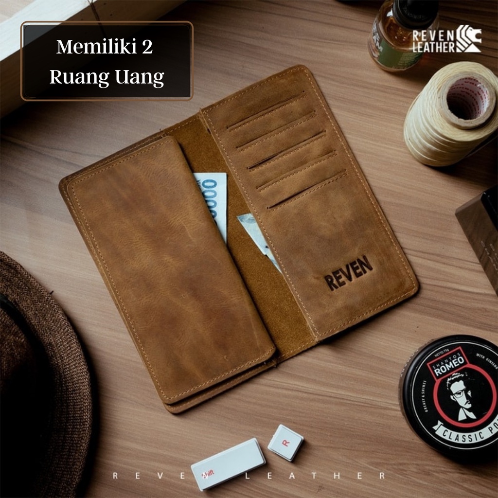 Dompet Kulit Sapi Asli Model Panjang GAVIN WALLET Fashion Pria Cowok Kekinian 100% Original Leather Wallet Crazy Horse Type by Crown Leather CrownLeather Store