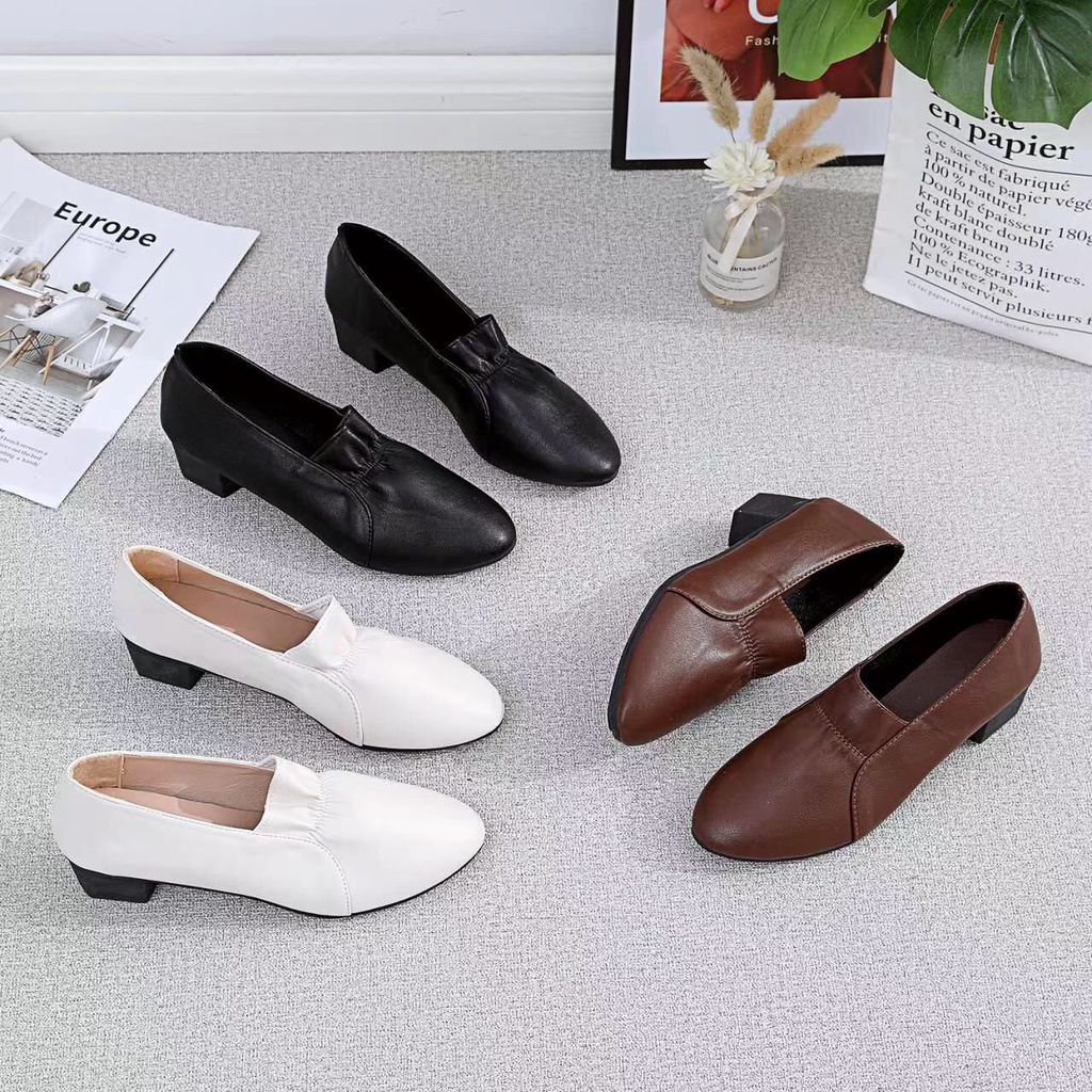 Permata Sepatu Heel Kerja Wanita QP3318 Sepatu Pentopel Import  Premium Quality