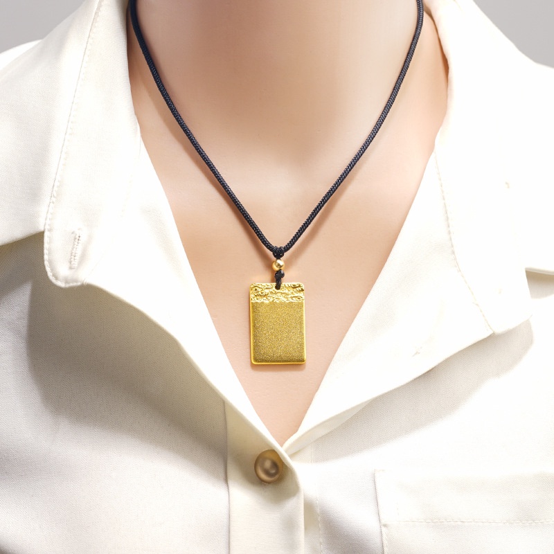 Goldkingdom Perhiasan Fashion Emas Asli Kadar 375 Bangkok Aksesoris Ready Stock Vintage Kalung Ankang Ada Kartu Tag Pria Dan Wanita Tali Hitam Bisa Ditarik