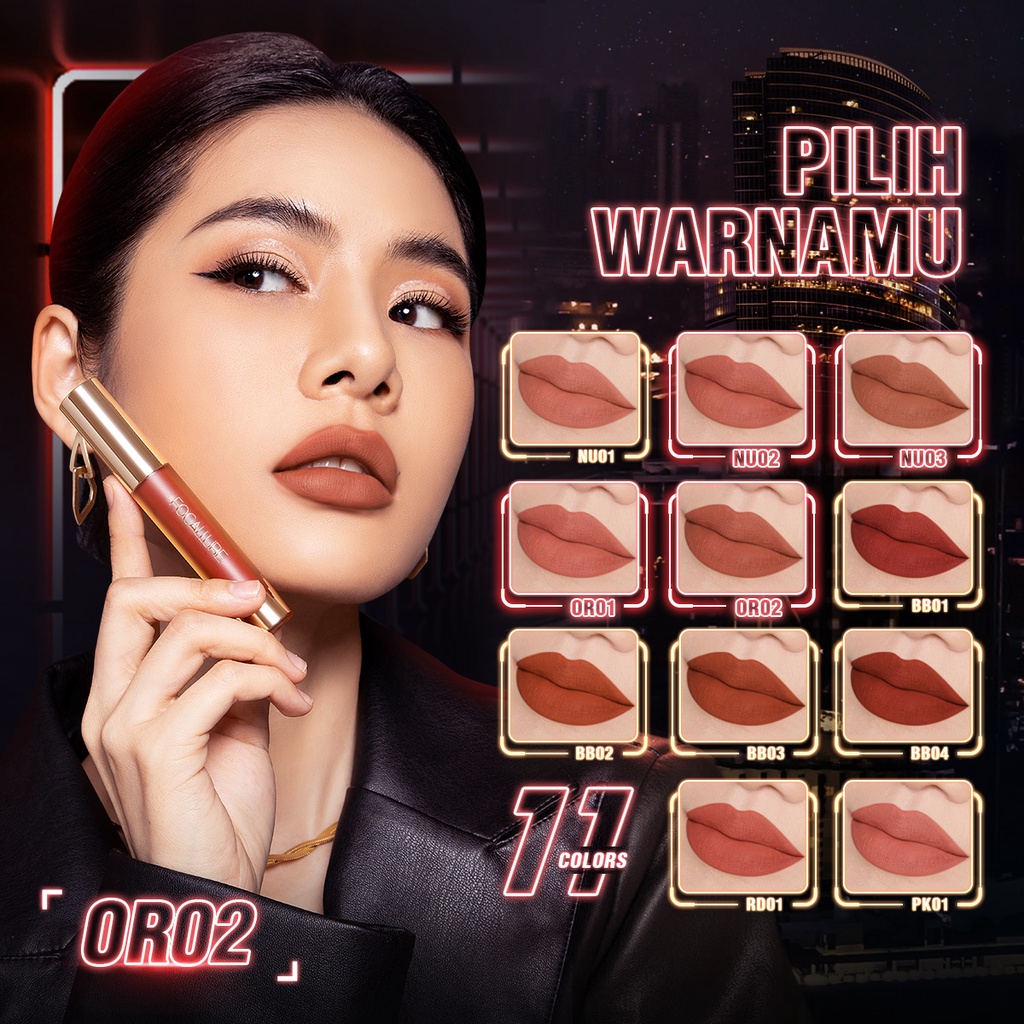 FOCALLURE #ModernUrban Matte Liquid Lipstick Smooth High Pigment Lightweight Lip Tint Waterproof Lip Gloss Makeup FA425