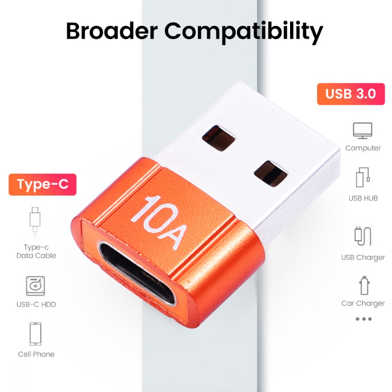 Adaptor USB Female OTG Tipe-C Mini Tahan Lama/ Adaptor USB 10A Serbaguna/ Konektor Transmisi Data Pengisian Serbaguna