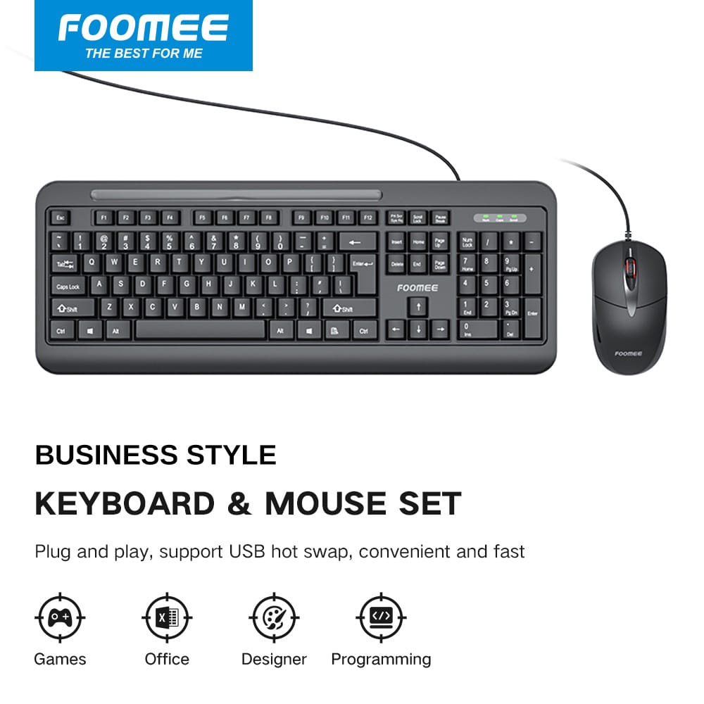 C_   Keyboard Set FOOMEE VB10 Wired Keyboard &amp; Mouse Set kantor style