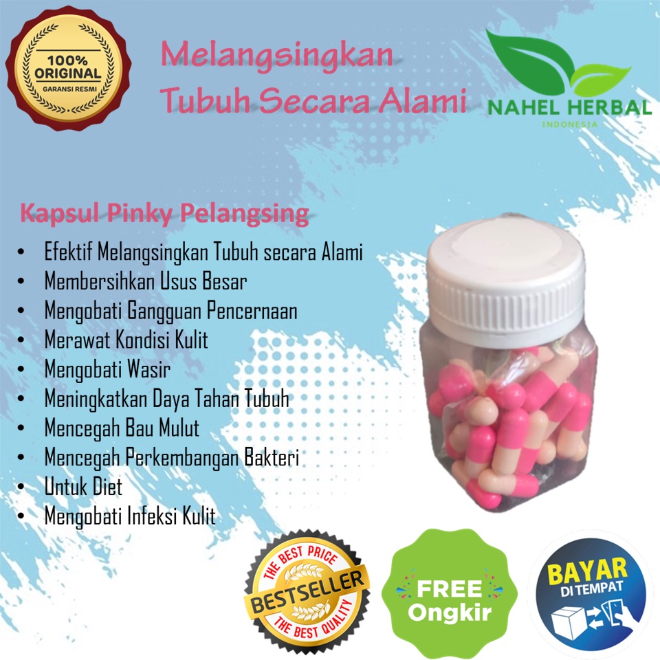 COD Asli Kapsul Pinky Pelangsing Extra Slim 1 Day 1Kg Original BPOM - Ramuan Lengkap Capsule Diet De