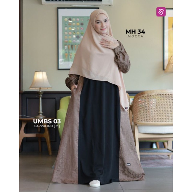 gamis umbs terbaru black series by ukhti munira bahan jetblack
