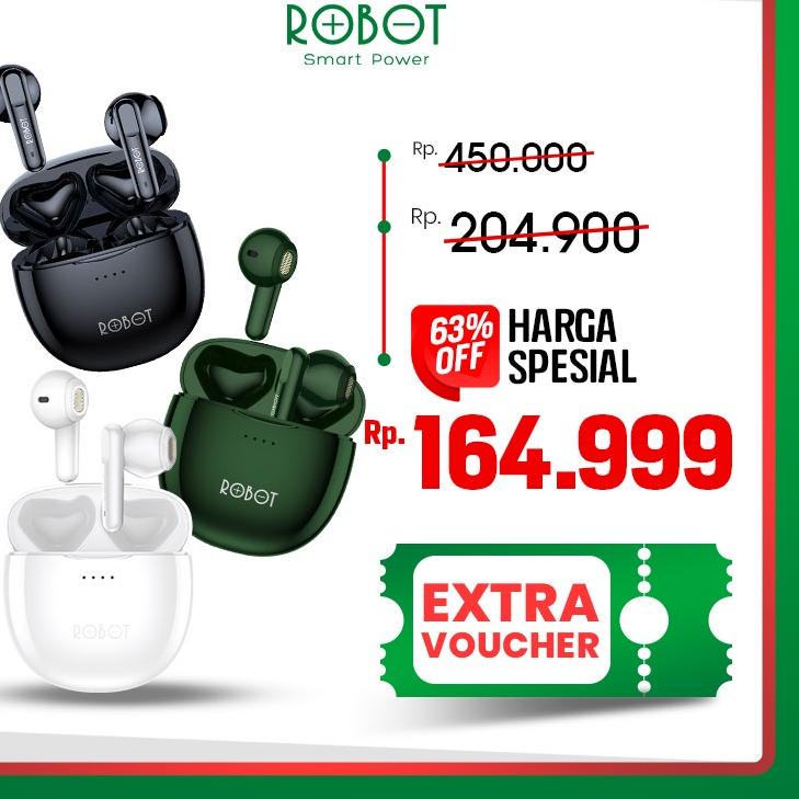 Langsung Atc Robot Earphone Airbuds T10 Waterproof IPX4 Semi-In-Ear TWS True Wireless Stereo ORI- Ga