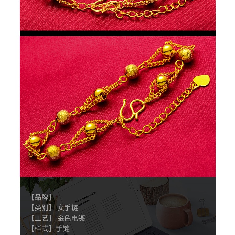 Goldkingdom Perhiasan Fashion Emas Asli Kadar 375Bangkok Aksesoris Ready Stock Gelang Manik Transshipment Wanita Baru Dengan Passepartout Berlapis Emas