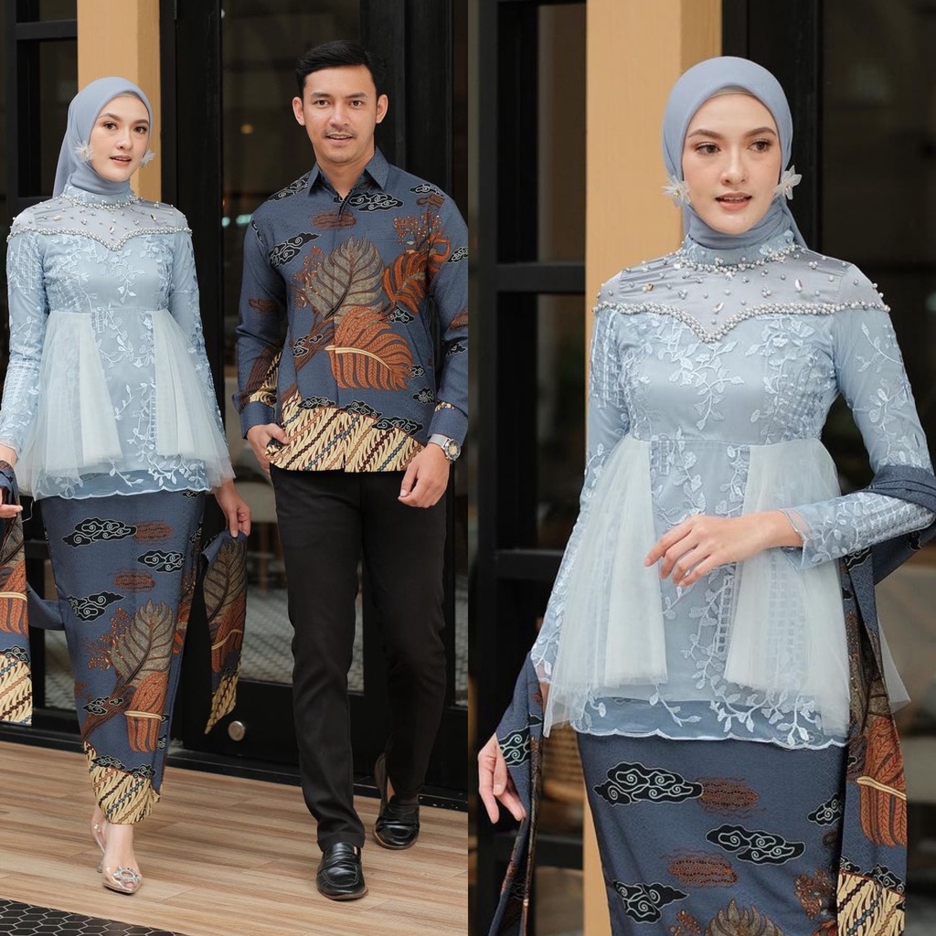 Produk Terbaru Couple kebaya Ameera Baby Blue Series Kebaya Wisuda Modern Baju Couple Kebaya Lamaran Terbaru 2023 Outfit kebaya kondangan Kekinian Set Kebaya Allsize Kemeja Pria Lengan Panjang Size M L XL