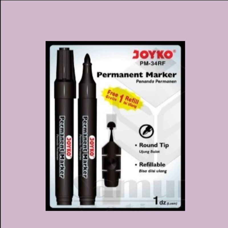 

Spidol Permanent Marker Joyko PM 34 RF Hitam + Refill isi Ulang Tinta 1 Set / Spidol Murah Biru 35RF(ORIGINAL PRODUK)