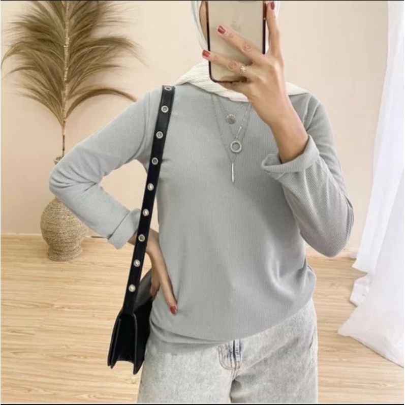 Kaos Polos wanita/kaos Rib Premium/Kaos Rib T-shirt Basic Lengan Panjang/Kaos Polos Lengan Panjang/A