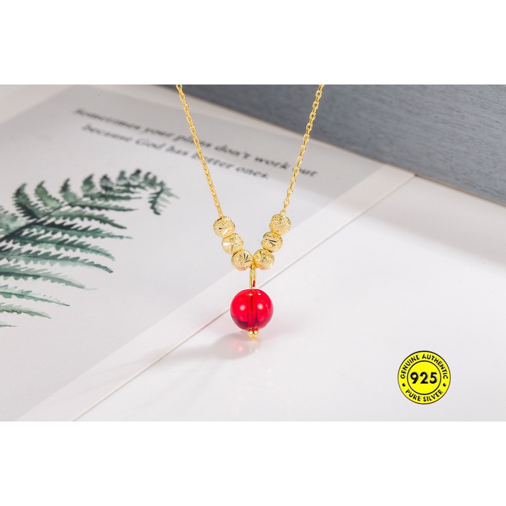 Kalung Emas Lovesickness Red Bean Agate 18K Perempuan U1117