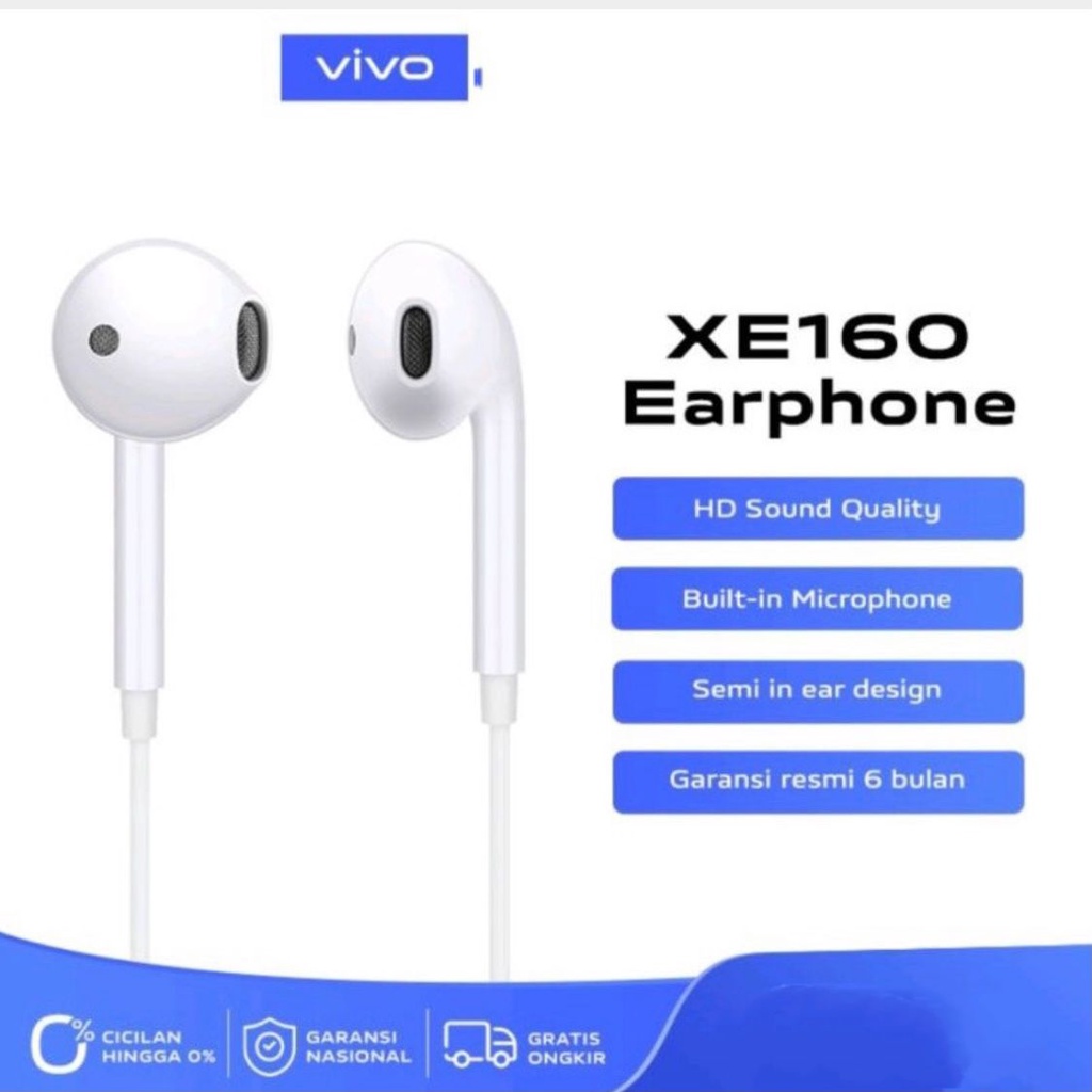 Hf Handsfree Headset Vivo XE 160 Original Headset Stereo Bass