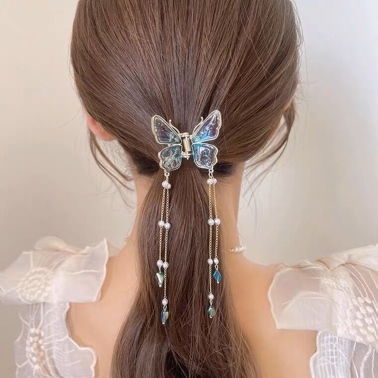 Korea Kupu-Kupu Berlian Imitasi Klip Rambut Mode Kristal Berlian Wanita Alloy Hair Claw Hairpin Aksesoris Rambut