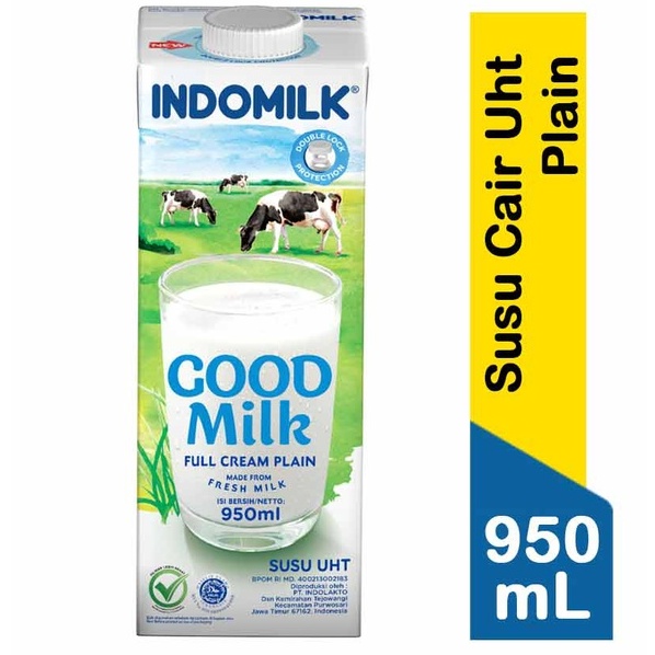 Indomilk Susu UHT Full Cream Plain 950ml