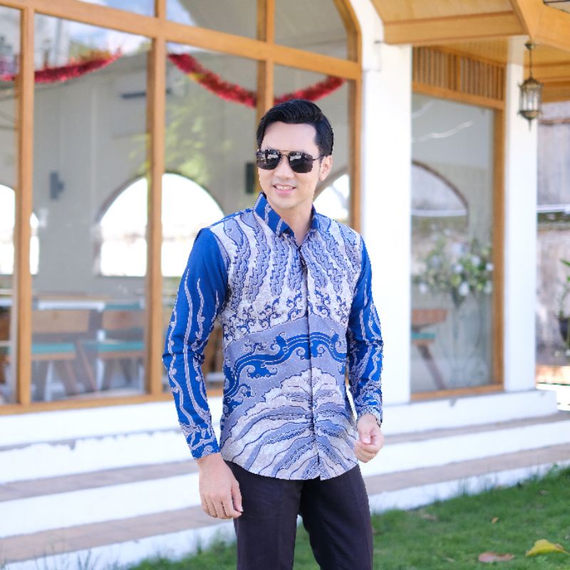 Baju batik pria premium terlaris navy elegant motif terbaru kertojoyo eksklusif asli katun premium kemeja batik slimfit pria terbaru