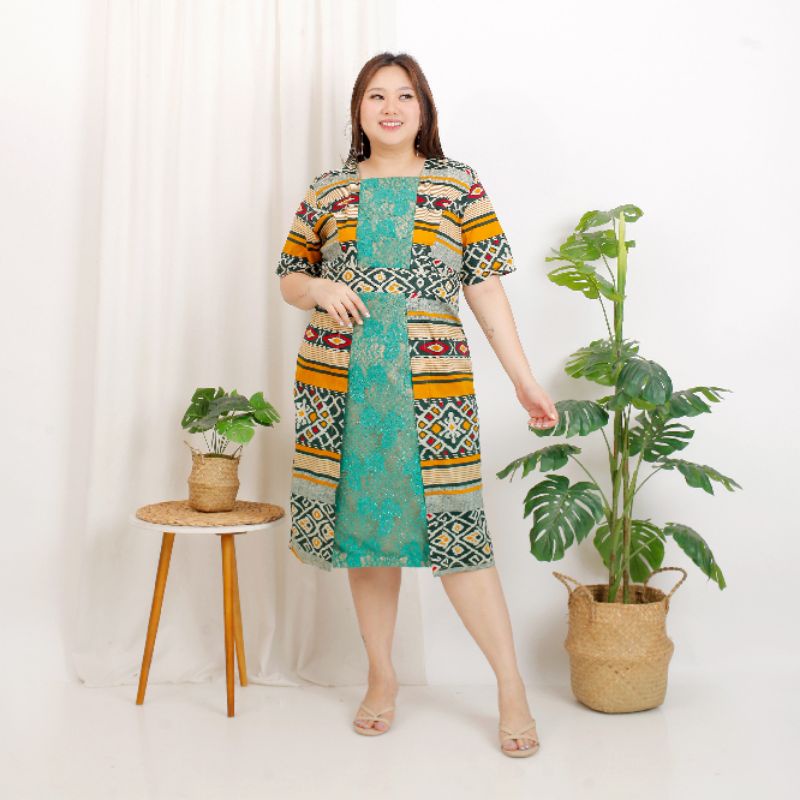 dress batik super jumbo/dress batik premium/dress batik brokat jumbo/dress brokat jumbo/dress batik 