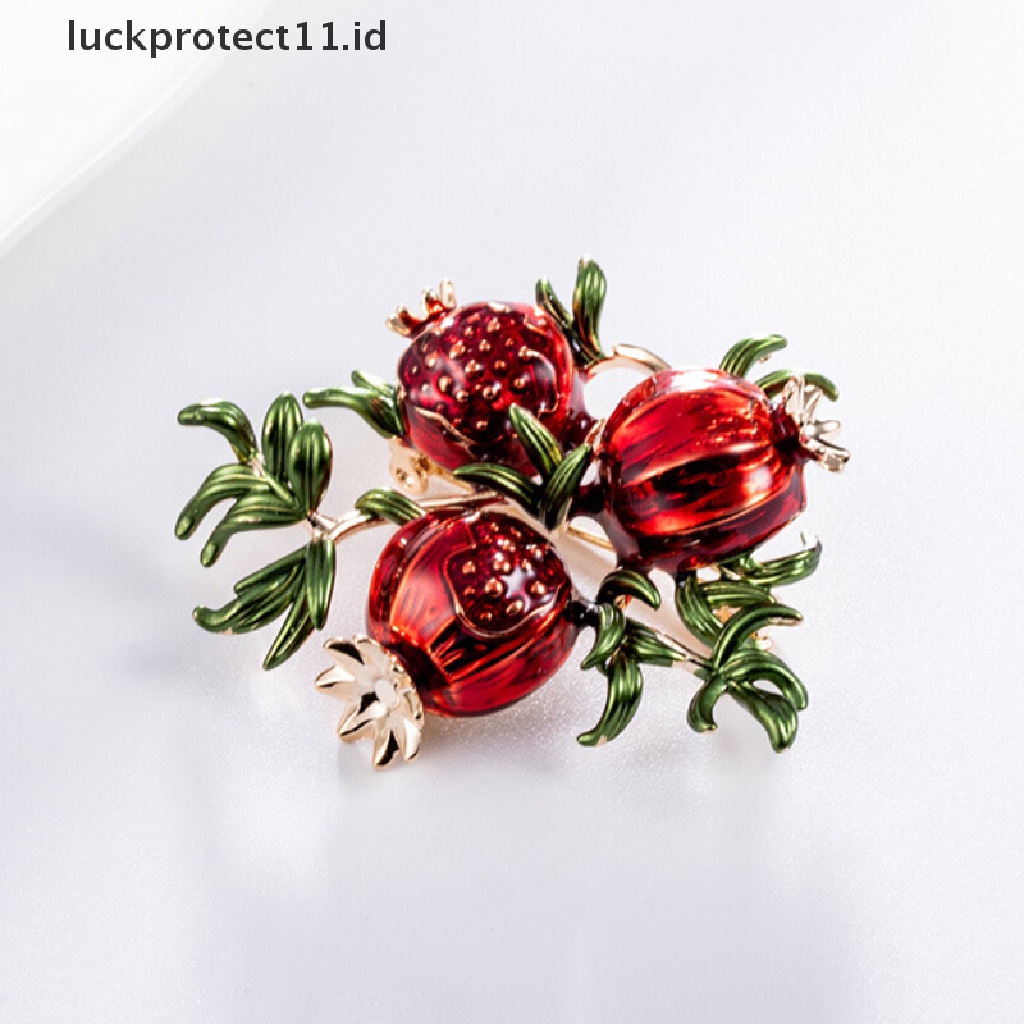 /Fashion Hot// Fashion// Trendi Enamel Buah Delima Bros Kerah Pin Pakaian Syal Lencana Perhiasan.