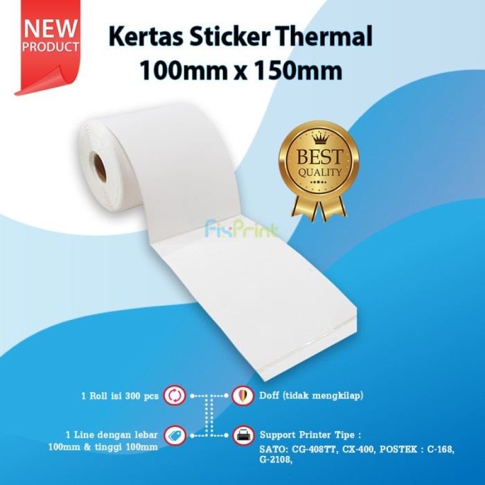 Kertas Resi Sticker Thermal Barcode 78x100 100x100 100x150 Roll 500