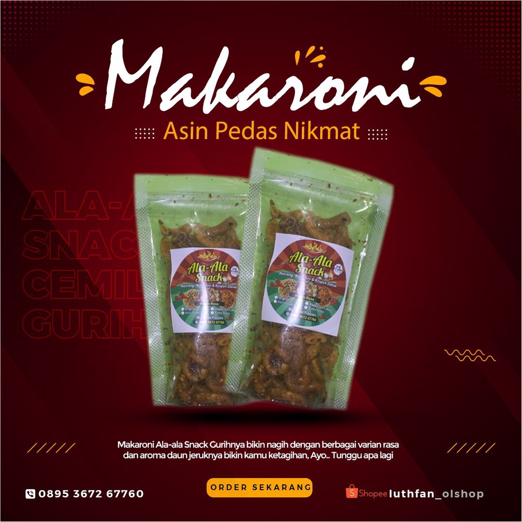 

Makaroni Pedas Asin Ala-Ala Snack