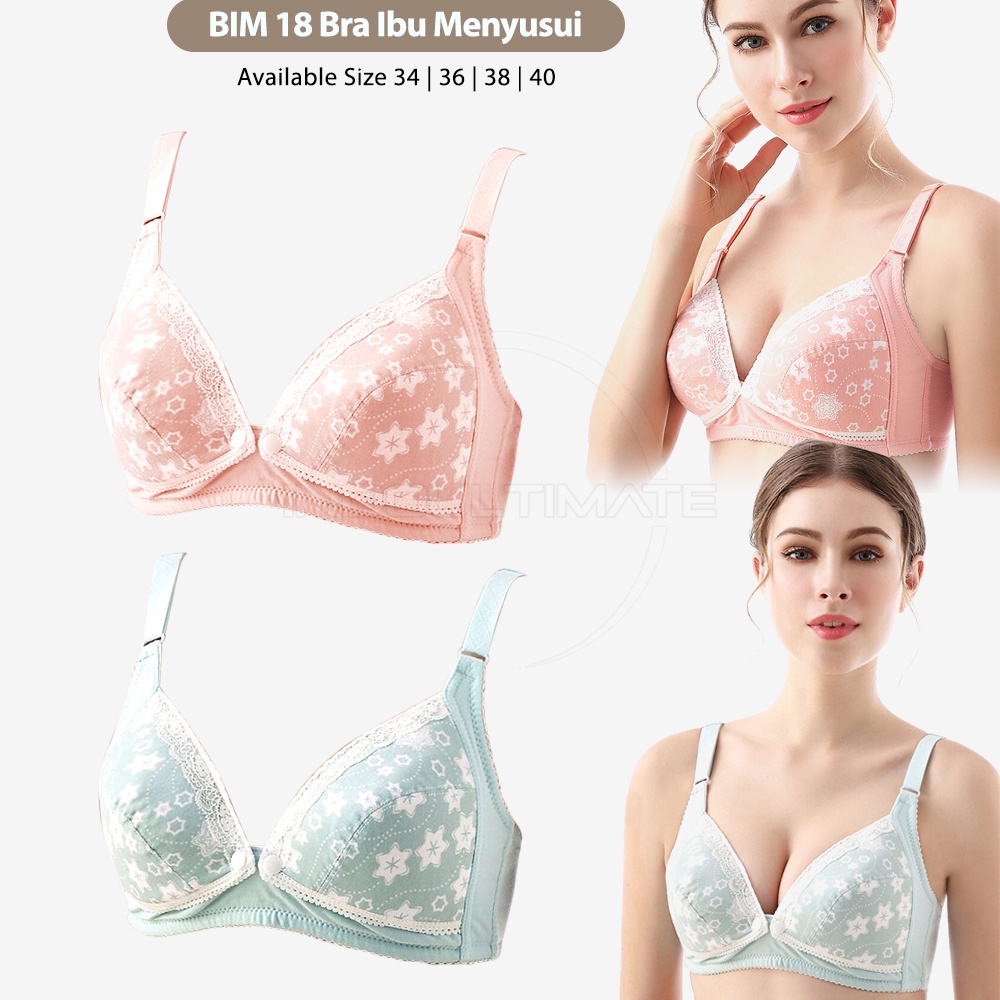 Bra Menyusui Tanpa Kawat BIM-18 Bra Menyusui Kancing Depan BH Menyusui Bayi Pakaian Dalam Wanita Cewek Perempuan Nursing Bra Maternity Bra Ibu Menyusui Bra Motif