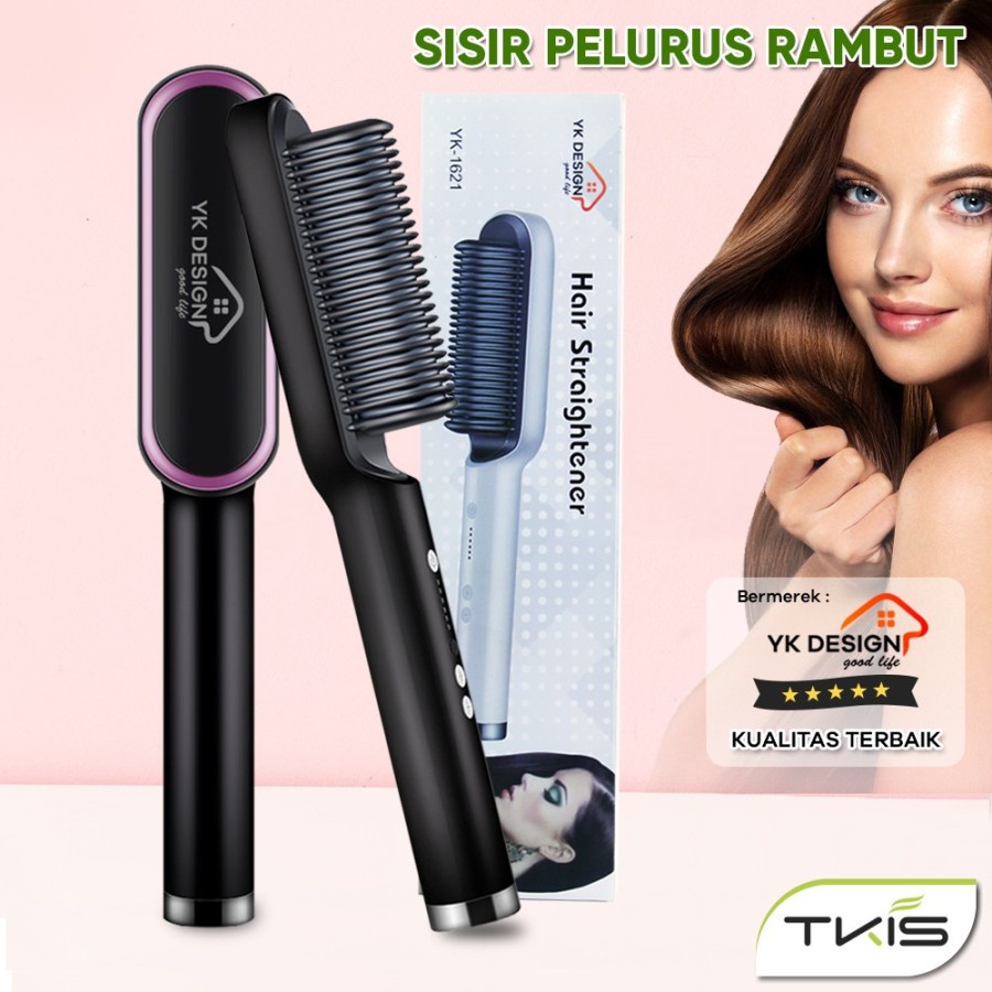 Catok Sisir Pelurus Rambut Hair Straightener Curler 2 in 1 catokan sisir listrik