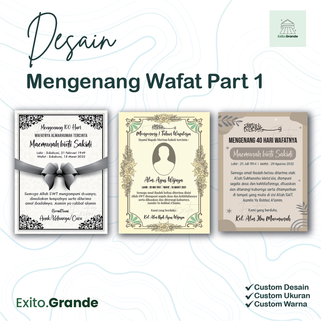 Stiker dan Kartu Mengenang Wafat/40 Harian/Tahlilan - Part 1