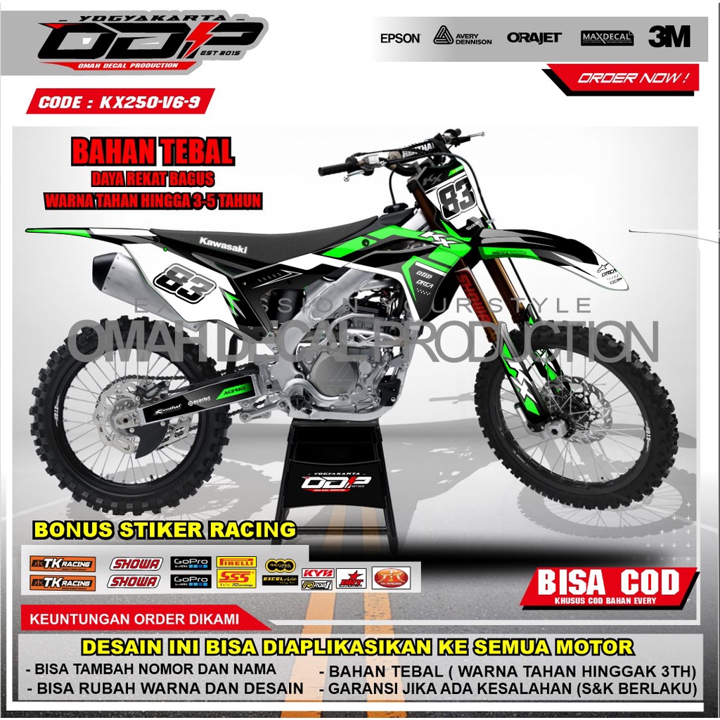 DECAL KX 250 2020 FULL BODY DEKAL BODY SET KX 250 NEW STICKER MOTOR KX 250 NEW STIKER MOTOR TRAIL BE