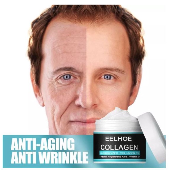 EELHOE Collagen Cream Penghilang Keriput Pelembab Wajah Pria Krim Anti Kerut Cream Anti Keriput Mencerahkan 50gr original