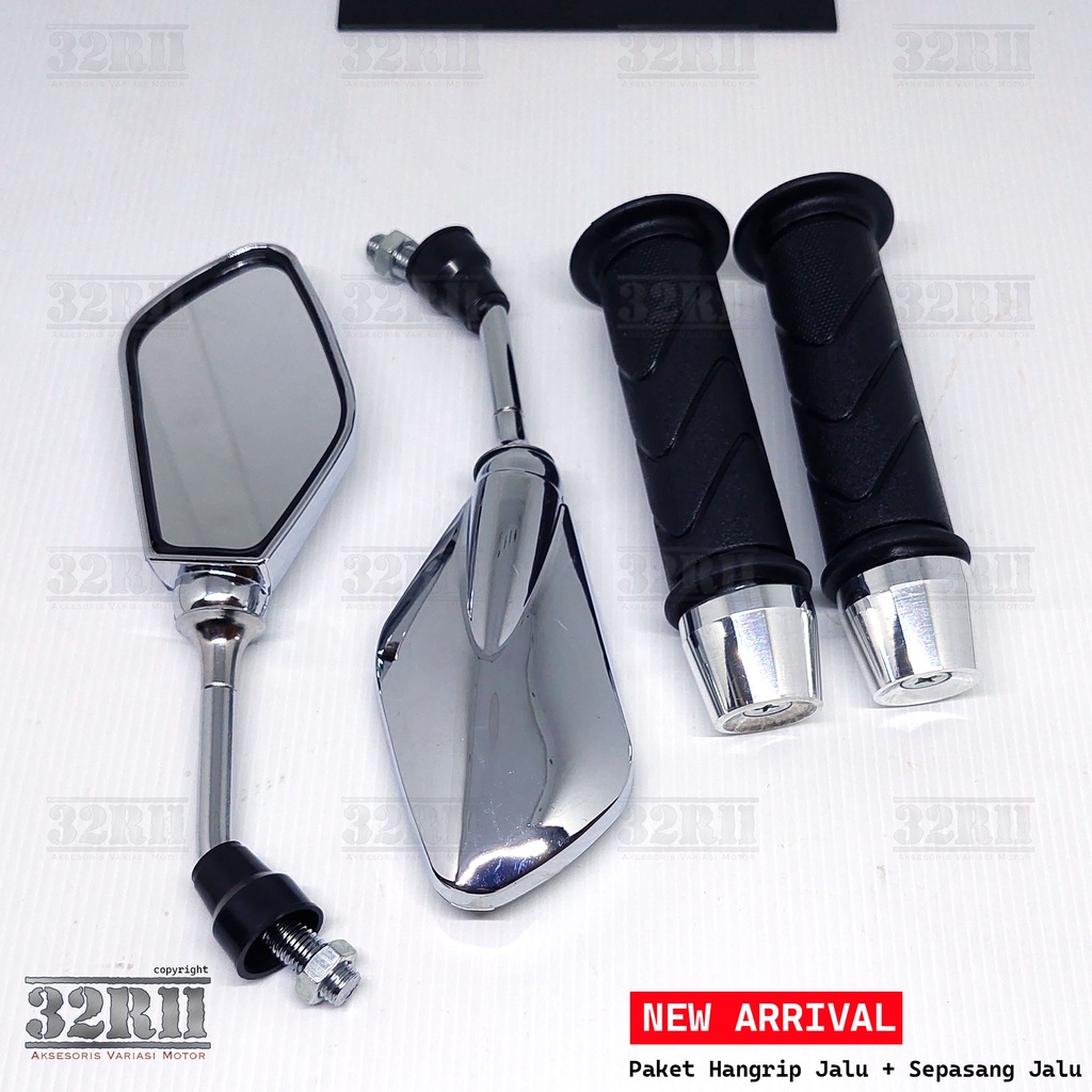 PROMO - Spion crom Plus handgrip jalu model ori honda jalu stang pcx harga 1 set