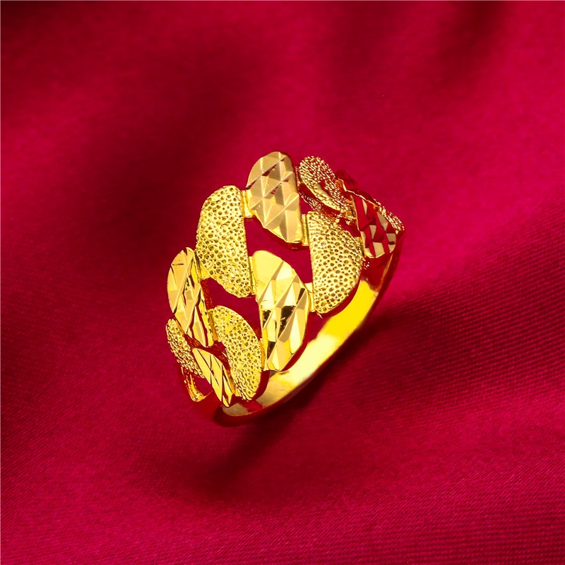 Goldkingdom Perhiasan Fashion Emas Asli Kadar 375 Bangkok Aksesoris Ready Stock Berlapis Emas Cincin Wanita Yang Dapat Disesuaikan Minimalis Tepi Kasar Twist Cross Ring