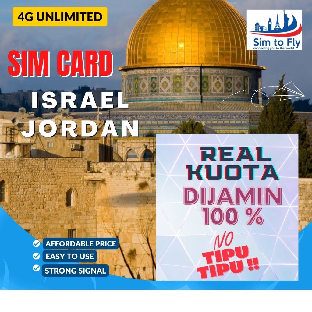 Sim Card Israel Jordania Holy Land Unlimited Data ( SimCard Israel )