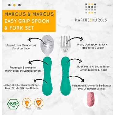 Marcus &amp; Marcus easy grip spoon and fork set-sendok garpu makan