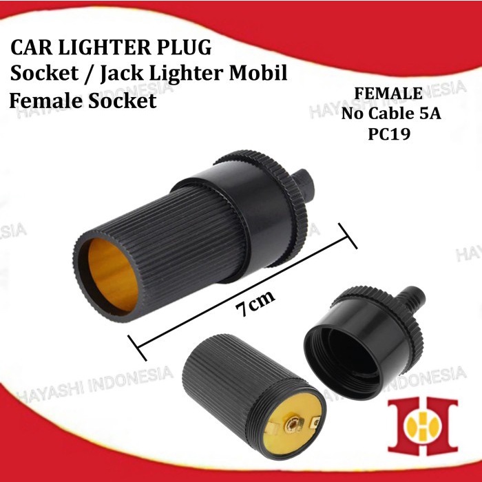 Soket Socket Car Lighter Jack Colokan Mobil Betina Female Kabel 12 24V