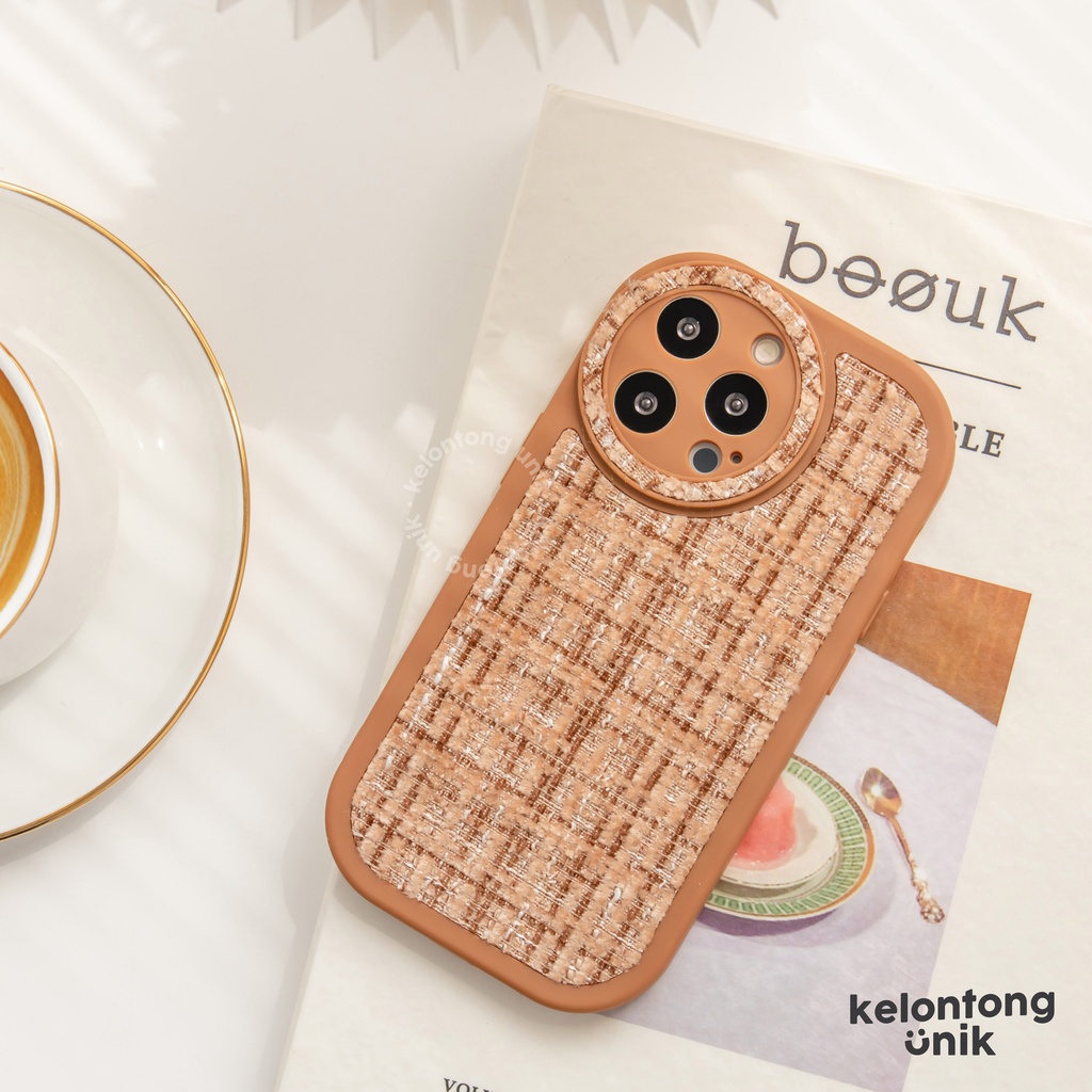 (Seri 2) For iPhone - Woven Tweed Shockproof Case Kain