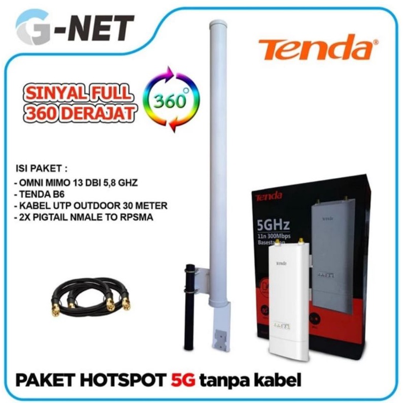 Paket hotspot 5G OMNI MIMO GNET 13 dbi 5,8 GHz plus TENDA B6