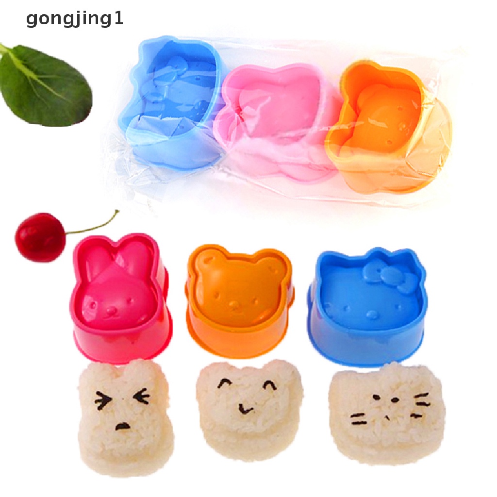 Ggg 3Pcs Cetakan Sushi Dapur Kartun Beruang Kelinci Rice Ball Mold DIY Bento Maker Tool ID