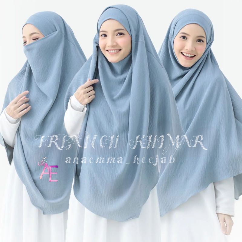 FREANCH KHIMAR CADAR BAHAN CRINKLE PREMIUM | JILBAB HIJAB INSTAN KERUDUNG BERGO