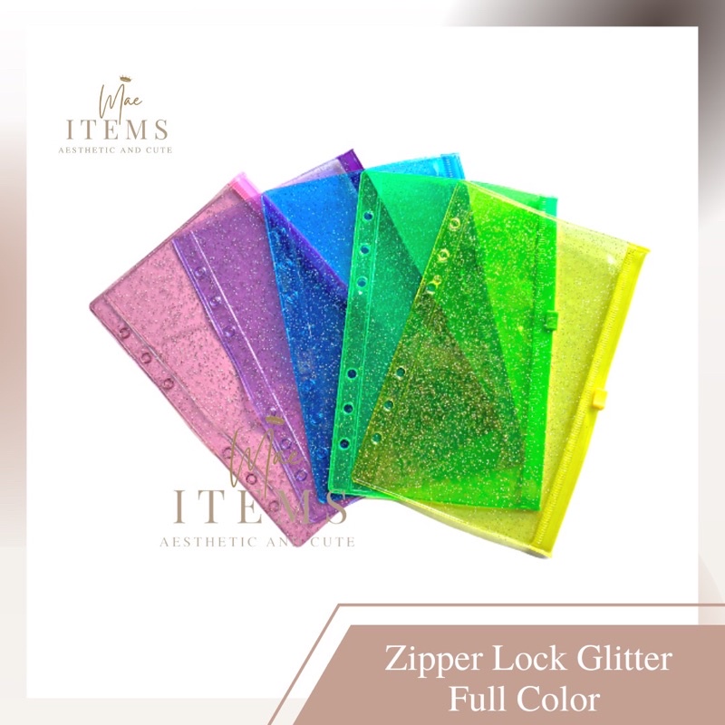 

[ANEKA ZIPPER LOCK/ZIPLOCK TRANSPARAN, WARNA, GLITTER] Premium Zipper lock Binder A6 / Kantong Binder / Ziplock bag / Pouch / Zipper PVC Premium Diary Notebook 6 Ring