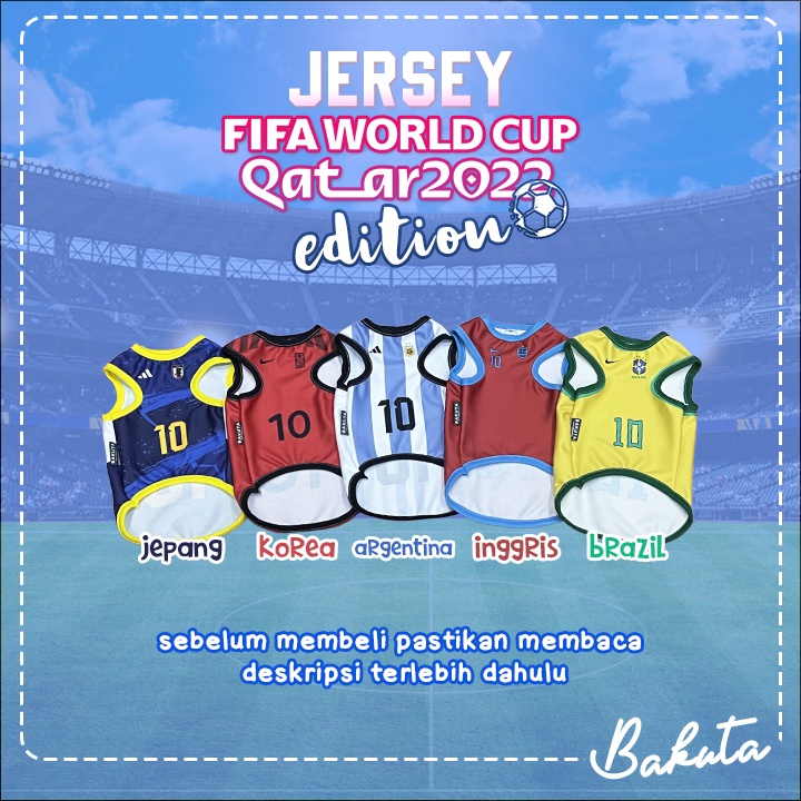 [𝗕𝗜𝗦𝗔 𝗖𝗢𝗦𝗧𝗨𝗠 𝗡𝗔𝗠𝗔] Baju Kucing Jersey World Cup 2022 Lucu Untuk Kucing dan Anjing Kecil / Baju Kucing Termurah Size XS-XXL