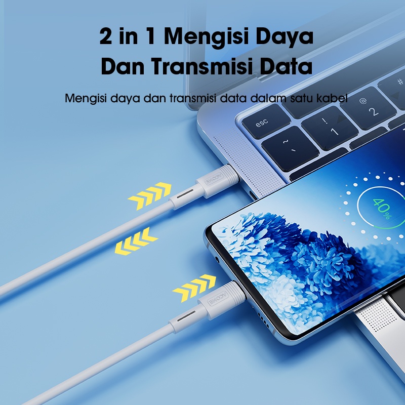 ACOME Bundling Hemat Charger 20W PD USB-C (AC07) + Kabel Data Type-C / Lightning Fast Charging (AD-C Series) Original - Garansi 1 Tahun